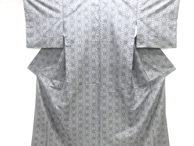 麻の葉模様織り出し十日町紬着物